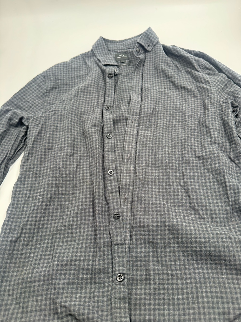 Armani Exchange Charcoal Black Plaid Button-Down Shirt